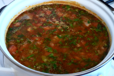 Томатный суп с рисом и куриными потрошками: шаг 6