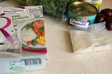 Салат с сардинами и рисом басмати: шаг 1