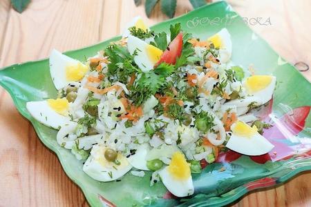Салат из кальмаров с рисом и зеленым горошком: шаг 7