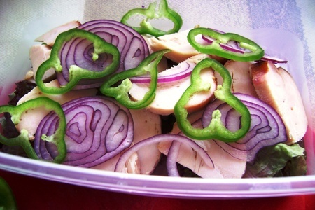 Салат-гриль с овощами и копченой курицей: шаг 3