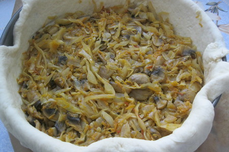 Пирог с капустой и грибами на нечерствеющем тесте: шаг 7