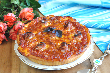 Мясной пирог с грудинкой, моцареллой и томатным соусом «праздник вкуса». тест-драйв с "окраиной": шаг 19