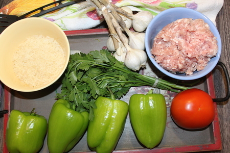 Перчики паровые с начинкой из риса и рубленой свинины: шаг 1