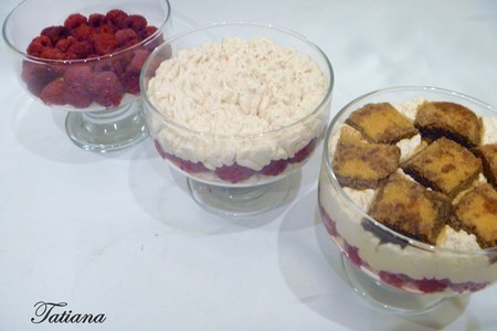 Десерт творожно-сливочный с печеньем и малиной: шаг 3