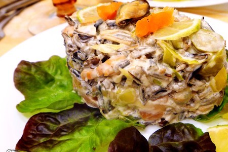 Салат с мидиями и диким рисом: шаг 5