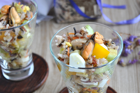 Легкий салат с мидиями и рисом «акватика color mix»: шаг 4