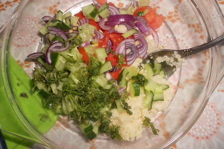 Овощной салат с кускусом в съедобных стаканчиках: шаг 6