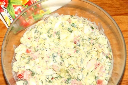 Фруктово-овощной салат с крабовыми палочками в банке #махеевънаприроде: шаг 8