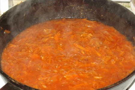 «ленивые манты» в томатно-овощной заливке: шаг 5