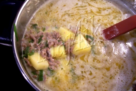 Суп сливочно-сырный с фаршем "объеденье": шаг 4
