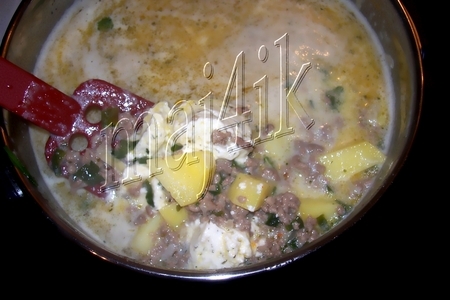 Суп сливочно-сырный с фаршем "объеденье": шаг 5
