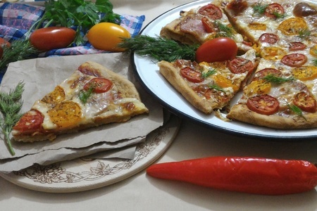 Пицца на пиве с ветчиной и разноцветными томатами: шаг 14