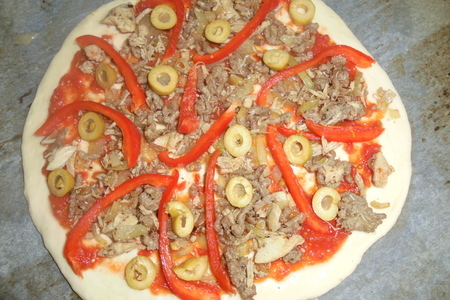 Пицца с двумя видами мяса: шаг 5