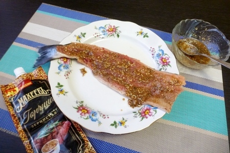 Рыбный тюрбан "новогодний" с мандарином и горчицей махеевъ: шаг 2
