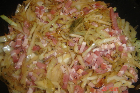 Тушёная   капуста с   жареной картошкой и беконом: шаг 2