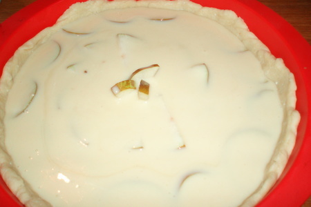 Твороженный пирог с яблочно-грушевой начинкой под сметанной заливкой: шаг 2