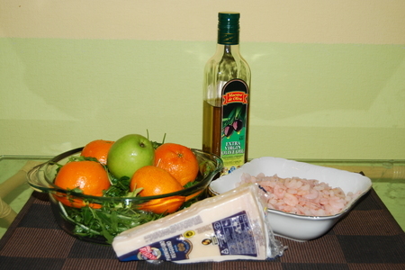 Салат из рукколы с креветками и мандариновым маслом: шаг 1