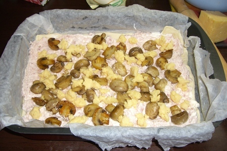 Пирог грибной с ветчиной и сыром: шаг 4