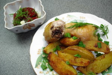 Окорочка фаршированные,черносливом с грецкими орехами, да с печеным картофелем на гарнир": шаг 6