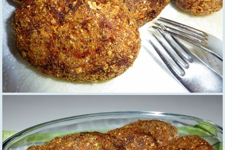 Фото к рецепту: Котлеты из печени и баклажан с грибным соусом (для любителей печёнки)