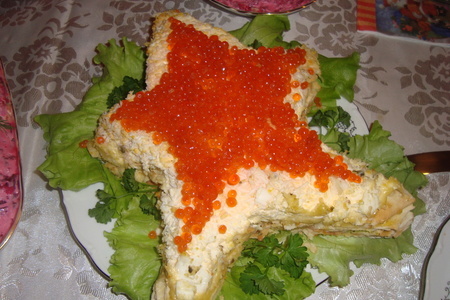 Фото к рецепту: Рыбный торт "морская звезда"