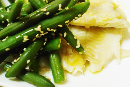 Морской язык с зеленой фасолью (ужин за 20 минут).