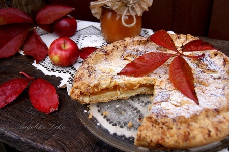 Фото к рецепту: Творожый пирог с тыквой и яблоками