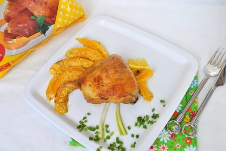 Петушок, петушок, золотой  гребешок с тыквой в сливочно-апельсиновом соусе.  