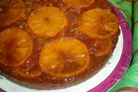 Пирог-перевертыш с имбирем и мандариновой карамелью
