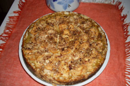 Фото к рецепту: Яблочный пирог с медовой заливкой