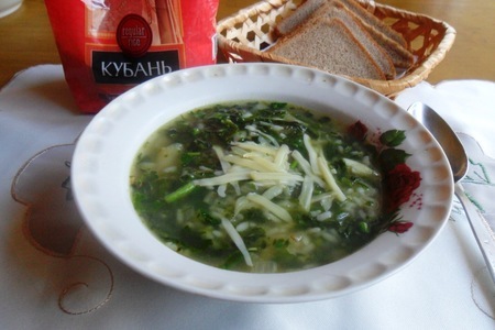 Фото к рецепту: Рисовый суп со шпинатом (фм ужин за 150 р)