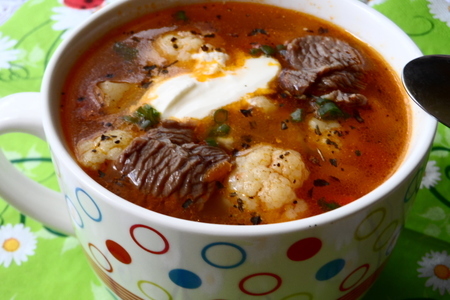 Фото к рецепту: Суп с телятиной и овощами.