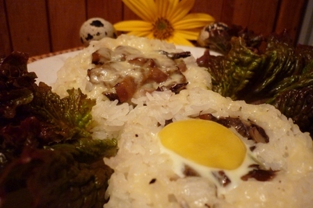 Фото к рецепту: Рисовые гнёзда с грибной начинкой