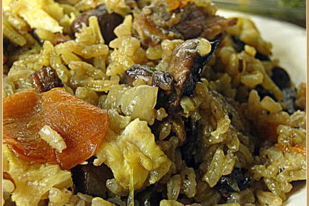 Рис "жасмин" с лесными шампиньонами и говядиной
