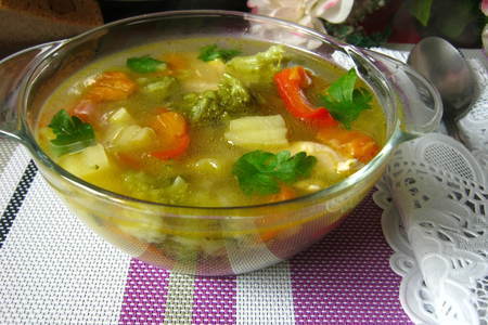 Фото к рецепту: Куриный суп с брокколи