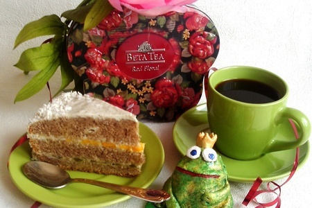 Фото к рецепту: Торт мятно-фруктовый «нежный соблазн».в подарок ирочке 211978.