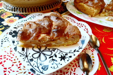 Фото к рецепту: Яблочный пирог под заливкой.