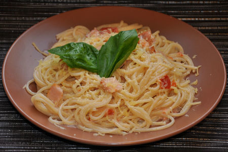 Фото к рецепту: Спагетти  "карбонара" со сливками