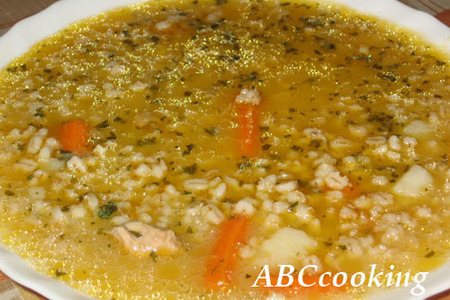 Фото к рецепту: Куриный суп с перловкой