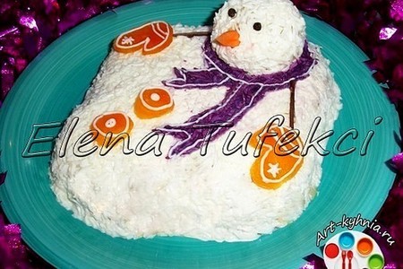 Фото к рецепту: Салат "растаявший снеговик"