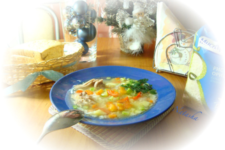 Фото к рецепту: Куриный суп с рисом и овощами
