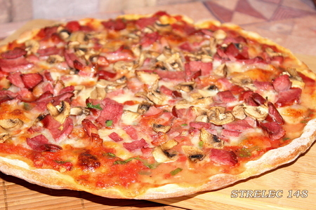 Фото к рецепту: Пицца мясная "бронинская", для леночки (2be_girl).