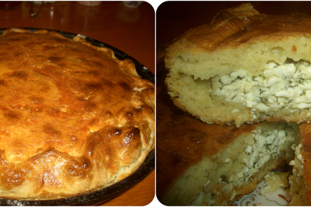 Фото к рецепту: Пирог с адыгейским сыром,укропом и чесноком. (фм)