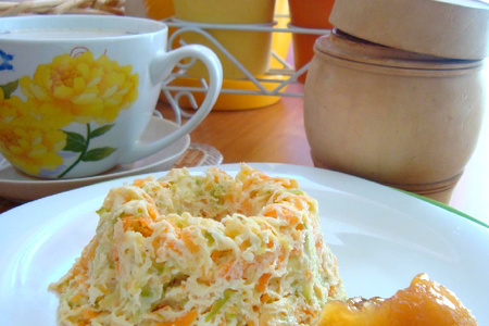 Творожное суфле с кабачком и морковью на завтрак из свч.