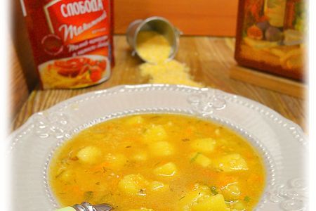 Фото к рецепту: Суп кукурузный с кориандром 