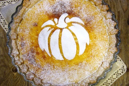 Фото к рецепту: Открытый пирог с тыквой "нежный ноябрь"