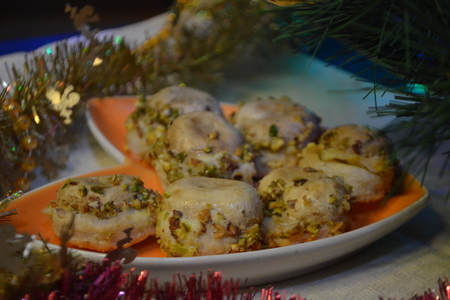 Фото к рецепту: Закуска "макаруны» из шампиньонов со сливочно-сырной начинкой. спасибо светлане – sweta1