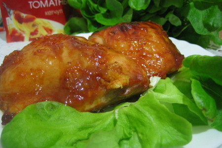 Курица, запеченая в духовке под соусом из кетчупа