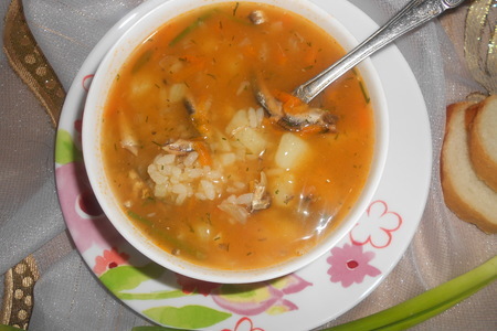 Суп с рисом и консервированной килькой