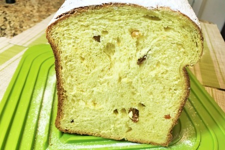 Фото к рецепту: Пасхальный кулич солнечное чудо для лентяев в хлебопечке. 